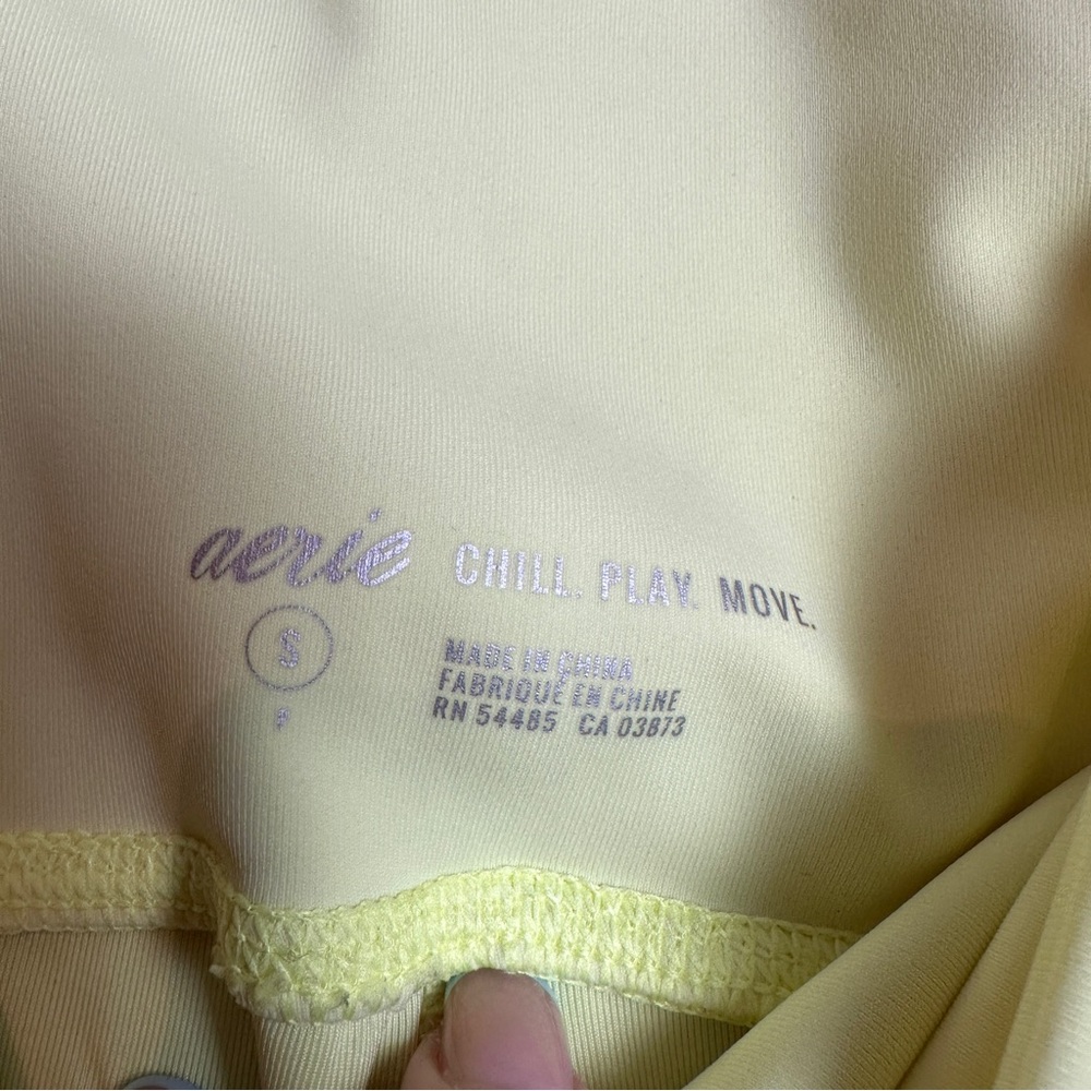Aerie Neon Yellow Green High Rise Raw Hem Full Length Leggings Womens Size Small - Picture 12 of 16